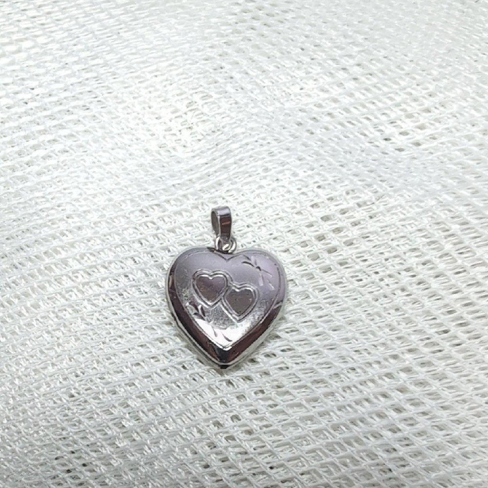 Silver Heart Pendant with Engraved Hearts